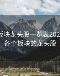 股票各板块龙头股一览表2020，股票各个板块的龙头股
