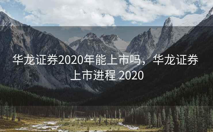 华龙证券2020年能上市吗，华龙证券 上市进程 2020